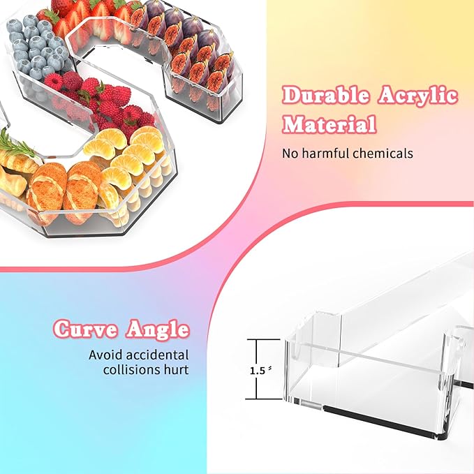 11" Acrylic Letter Charcuterie Tray, Charcuterie Letters Fillable Box for Food, Reusable Serving Cake Candy Dish Display Tray for Birthday Anniversary Party Decoration (Letter C)