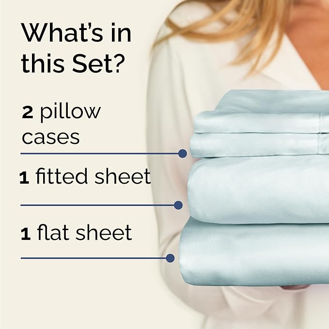 Twin 4 Piece Sheet Set - Cooling & Breathable Bed Sheets - Hotel Luxury Bed Sheets for Women, Men, Kids & Teens - Comfy Bedding w/Deep Pockets & Easy Fit - Soft & Wrinkle Free - Twin Ice Blue Sheets