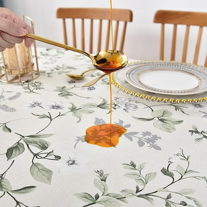 LOHASCASA Vinyl Oilcloth Tablecloth Small Oblong Waterproof Spillproof Wipeable PVC Heavy Duty Plastic Tablecloths Weights for Summer Outdoor Rv Picnic Table Cloth - 6 ft 54 x 72 Inch