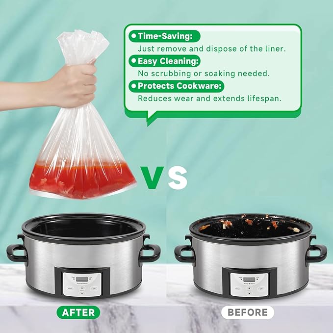 Slow Cooker Liners 3-8 Quart, Cooking Bags Large Size 13"x 21", Slow Cooker Bags Disposable Oval Large For Crock Pot (30)