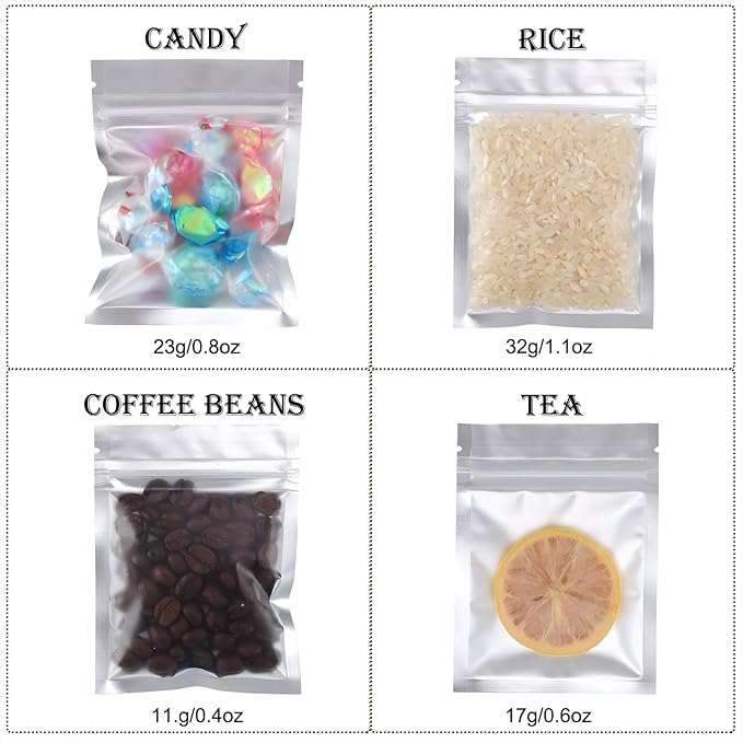 Blulu 100 Pieces Resealable Foil Proof Bags Scent Proof Flat Pouch Clear Smell Sealable Packing Bags Iridescent for Food Storage Snack Jewelry(3 x 4 Inch,Blue)