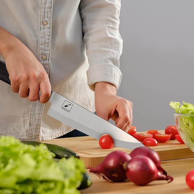 imarku Chef Knife 8-Inch Pro Japanese Kitchen Knife 7Cr17MoV High-Carbon Stainless Steel Paring Knife Ergonomic Handle Rasor Sharp Single-Bevel Edge Christmas and Thanksgiving Gift for Women and Men