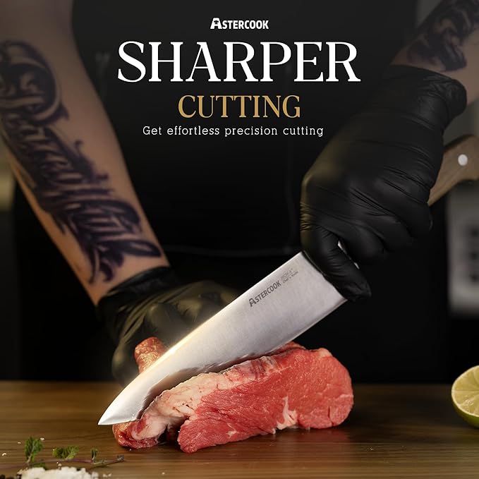 Astercook 17-Piece Forged Knife Set with Block | Full Tang Professional Kitchen Knives in Stainless Steel with Triple-Rivet Ergonomic Handles & Gift-Ready Collection