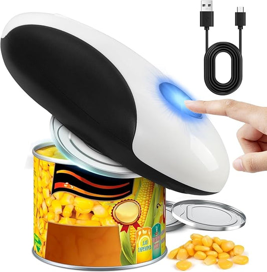 Electric Can Opener,USB Rechargeable Can Opener,One-Touch Cordless Can Opener,Smooth Edge,Hands Free,Food Safety,Automatic Kitchen Gadget,Battery Operated,Opens Almost Any Cans