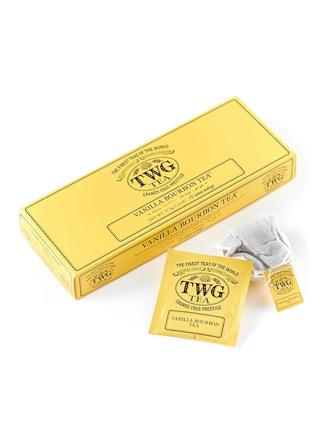 TWG Tea | Vanilla Bourbon Tea | Rooibos Tea | Vanilla | 15 Hand Sewn Cotton Tea Bags | Gift Set