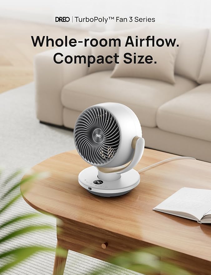 Dreo Fan for Bedroom, Desk Air Circulator Fans with Remote, 11 Inch Table Fan for Whole Room, 60ft Powerful Airflow, 120째 Vertical Manual and 90째 Oscillating, 4 Speeds, 8H Timer, 28dB Quiet, Home