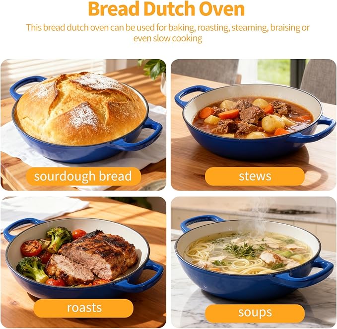 ONKO Sourdough Bread Dutch Oven, 6QT Dutch Oven for Sourdough Bread Baking, Enameled Cast Iron Bread Dome, Round Ceramic Dutch Ovens Pot with Lid for Homemade