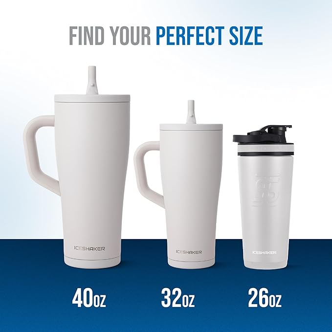 Ice Shaker 32 oz Tumbler with Handle and Straw | 32oz Sandy Beach | Cold for 30+ Hours | 2-in-1 Tumbler Shaker Bottle | Odor-Free 32 ounce Bottle for Water, Protein Shakes, Smoothies, Cocktails