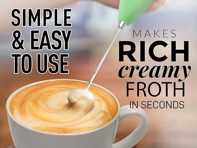Zulay Kitchen Milk Frother Handheld Electric Whisk with AA Duracell Batteries ??Durable Drink Mixer for Coffee, Lattes, Cappuccinos & More - Ocean