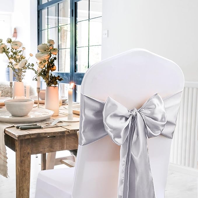 JEVIX 10 Pack Silver Table Runner 12 X 108 Inch Silk Table Runner for Party,Wedding, Birthday, Banquets,Decoration