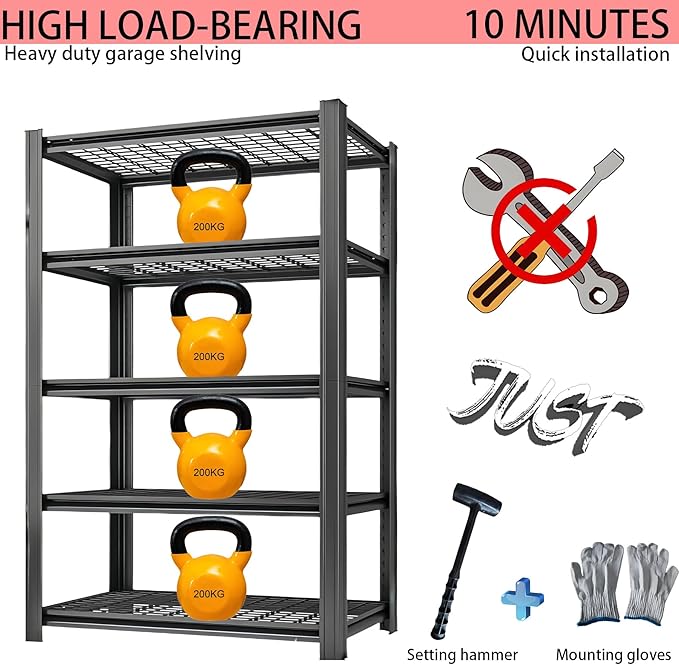 Storage Shelving Unit Height Heavy Duty Garage Shelves Metal Utility Rack for Kitchen Pantry Basement Pantry Warehouse Laundry Black 72" H x 36" W x 16.1" D