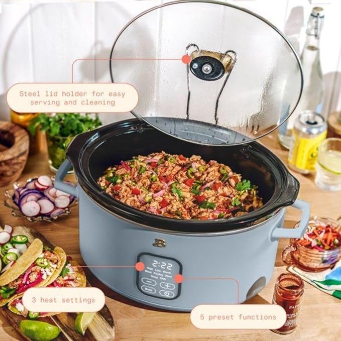 Beautiful 6?‘Quart Programmable Slow Cooker with 5 Presets, Keep?‘Warm, Touch Display & Dishwasher?‘Safe Pot