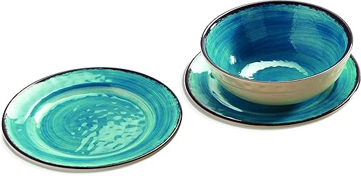 Carlisle FoodService Products Mingle Resuable Plastic Bowl Small Bowl with Pottery Style for Home and Restaurant, Melamine, 17 Ounces, Aqua