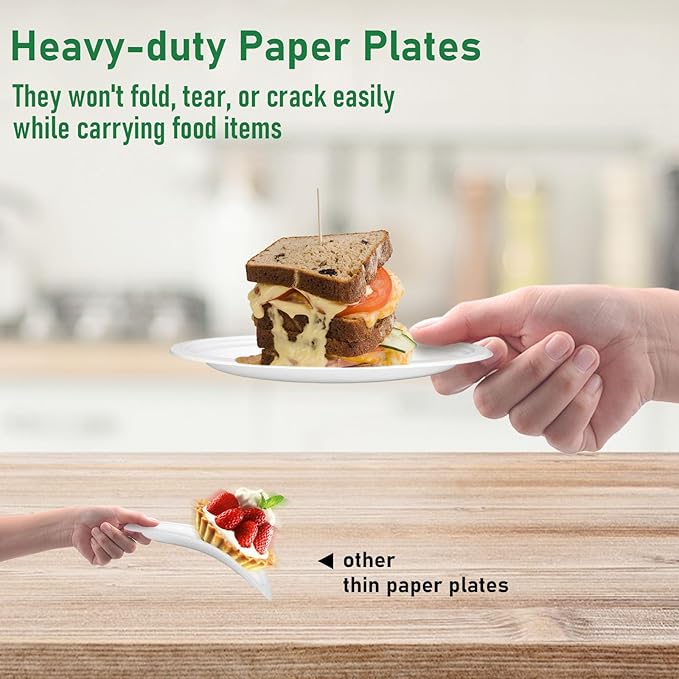 Small Paper Plates 6 Inch, Disposable Dessert Plates for Appetizer, Cake, White, 300 Pack
