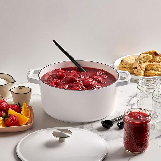 Milo by Kana 3.5-quart Enameled Cast Iron Dutch Oven with Lid | Premium Casserole Cooking Pot | Enamel Coating Inside and Out | Oven Safe and Dishwasher Friendly (White with Silver Knob)
