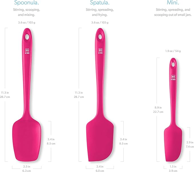 DI ORO Silicone Spatula Set - Rubber Kitchen Spatulas for Baking, Cooking, & Mixing - 600째F Heat-Resistant & BPA Free Silicone Scraper Spatulas for Nonstick Cookware - Dishwasher Safe (3pc, Magenta)
