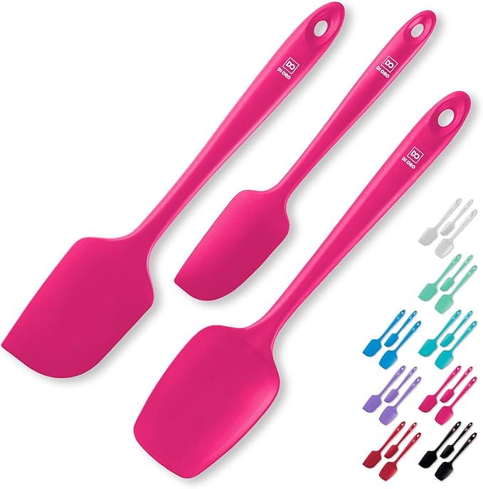 DI ORO Silicone Spatula Set - Rubber Kitchen Spatulas for Baking, Cooking, & Mixing - 600째F Heat-Resistant & BPA Free Silicone Scraper Spatulas for Nonstick Cookware - Dishwasher Safe (3pc, Magenta)