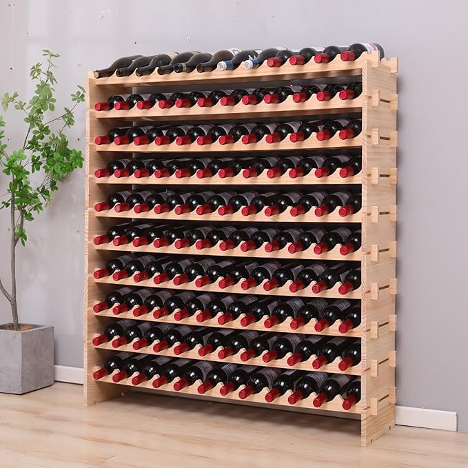 Wine Rack freestanding Floor Cabinet 144bottle Wood Stackable Storage Modular Wine Holder Display Shelves ﻿