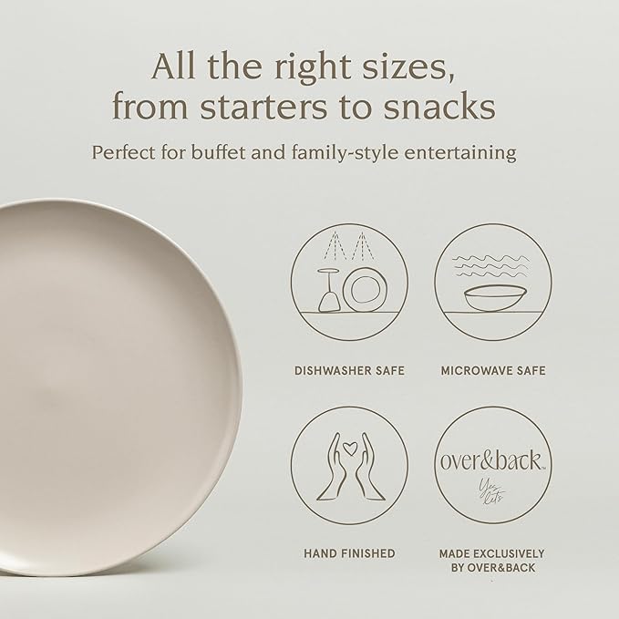 over&back Coupe Stoneware Serving Platter - Elegant 1-Piece Round Serving Platter to Complete Your Kitchen Set - 13.1" x 13.1" - Semi-Matte Ivory