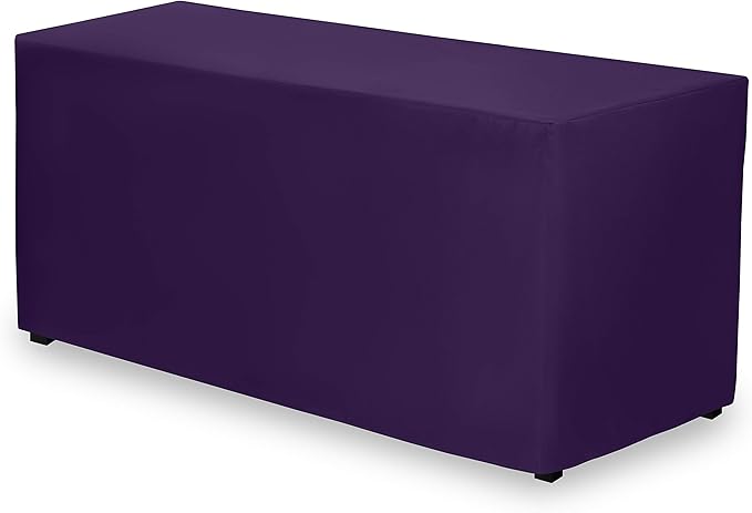 Gee Di Moda Fitted Tablecloth - 48 x 30 Inch Purple Floor-Length Fitted Table Cloth for 4 Foot Rectangle Table, Heavy Duty Washable Fabric for Parties, Dinner, Weddings, Baby Shower & Trade Show