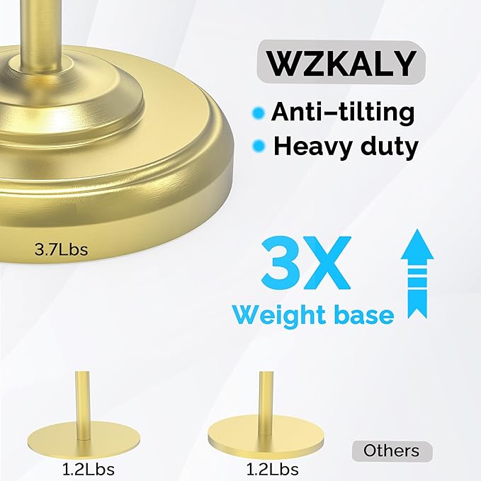 Freestanding Toilet Paper Holder Stand with Storage ??Holds 4 Extra Rolls ??Brushed Gold Toilet Paper Holder for Bathroom ??Sturdy Base, Classic Retro Style, Space-Saving Bathroom Storage