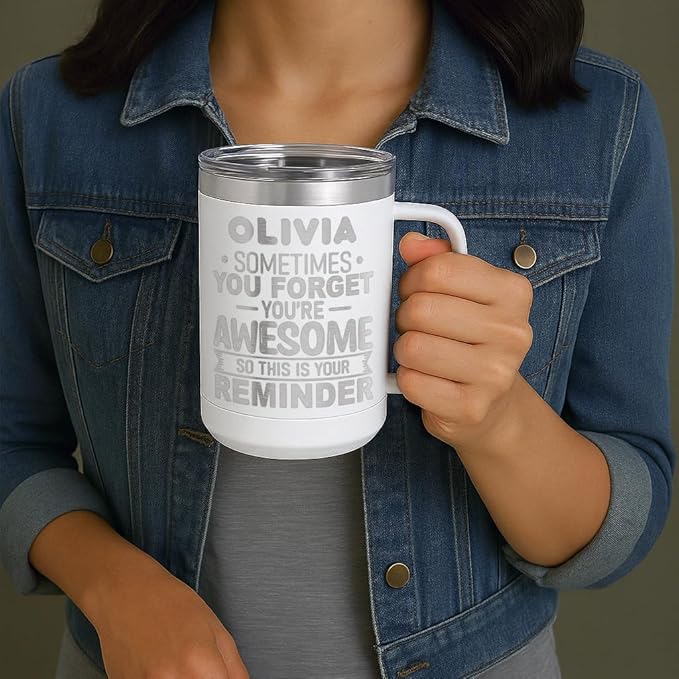 Personalized Inspirational Travel Coffee Mug, Inspirational Gifts for Men Dad Wife Sister Women, Custom Birthday For Him Her, Customized You?셱e Awesome Tumbler, Teacher Coworker Gifts15oz White