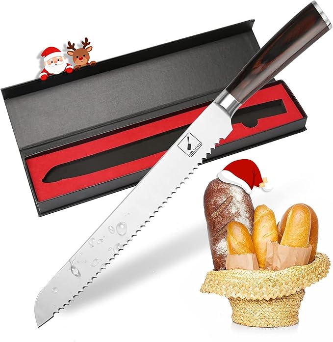 imarku Bread Knife, German High Carbon Stainless Steel Professional Grade Bread Slicing Knife, 10-Inch Serrated Edge Cake Knife, Bread Cutter for Homemade Crusty Bread, Christmas Gifts for Women Men