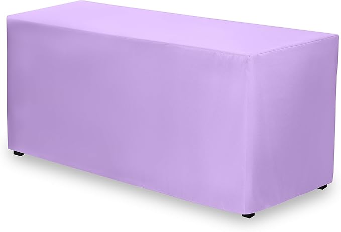 Gee Di Moda Fitted Tablecloth - 72 x 30 Inch Lavender Floor-Length Fitted Table Cloth for 6 Foot Rectangle Table, Heavy Duty Washable Fabric for Parties, Dinner, Weddings, Baby Shower & Trade Show