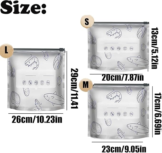 Reusable Aluminum Foil Sealable Storage Bags, 2026 New Resealable Vacuum Zipper Pouches for Food, Stand Up Foil Sealable Bags with Label and Zip Lock for Vegetable Fruit Meat (10Pcs, Small)