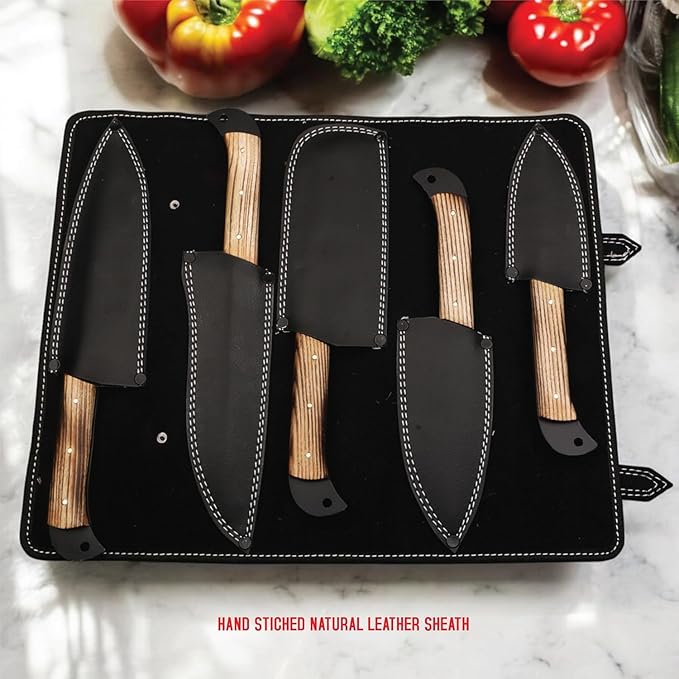 MDM Handmade kitchen appliances Viking Knife Set Viking Cutlery Set Viking knives Damascus Steel Kitchen Knife Set of 5pcs With sheath Chef knife set Chef Knives set, Kitchen Gadgets Mothers day gifts