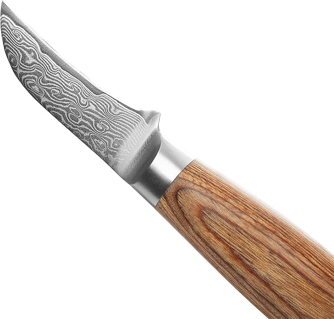 Wakoli EDIB Pro Damascus Peeling Knife ??Japanese Style Kitchen Knife | 2.4-Inch Genuine Damascus Steel Blade with VG10 Core | Ergonomic Pakkawood Handle | Professional Chef Knife in Gift Box