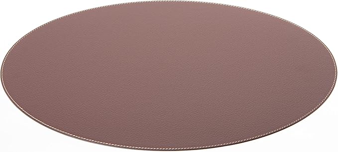 Nikalaz Oval Placemats Set (Pack of 4) Recycled Leather Table Mats 18 x 13 inches (45.7 x 33 centimetres), Kitchen Dining Table Decor by Nikalaz (Brown)