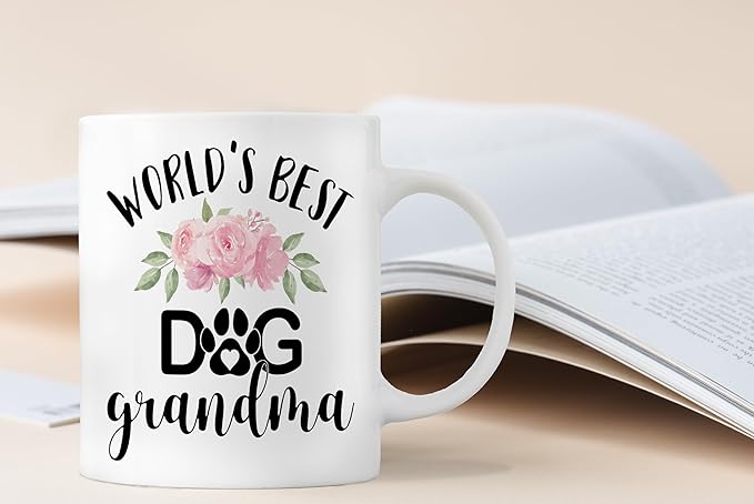 QASHWEY Dog Grandma Gifts Mug, Gifts for Dog Grandma Coffee Mug, Mothers Day Dog Owner Lover Mug Tea Cup Gifts for Grandma Grandmother, World?셲 Best Dog Grandma Coffee Cups Ceramic 11oz