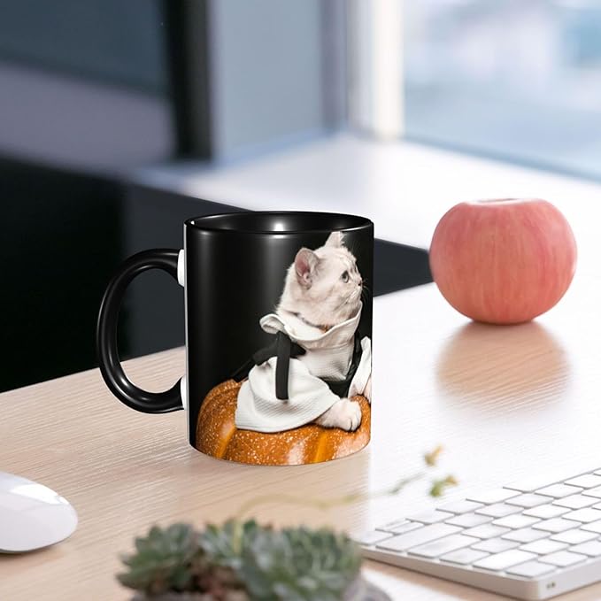 Customizable Mugs and Coffee Cups with Various Creative Designs Customize Your Photos Images Texts Partial or Full-Size Printing (Full-Width, Black)