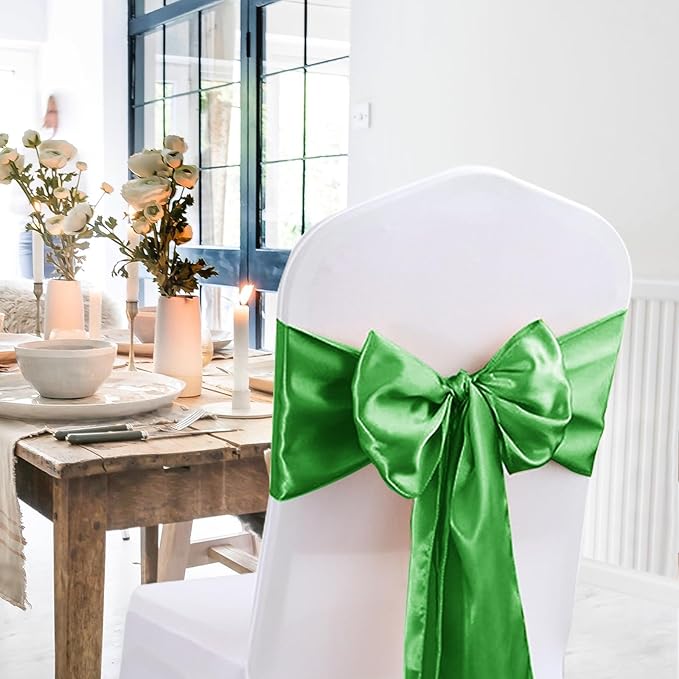 JEVIX 10 Pack Green Table Runner 12 X 108 Inch Silk Table Runner for Party,Wedding, Birthday, Banquets,Decoration