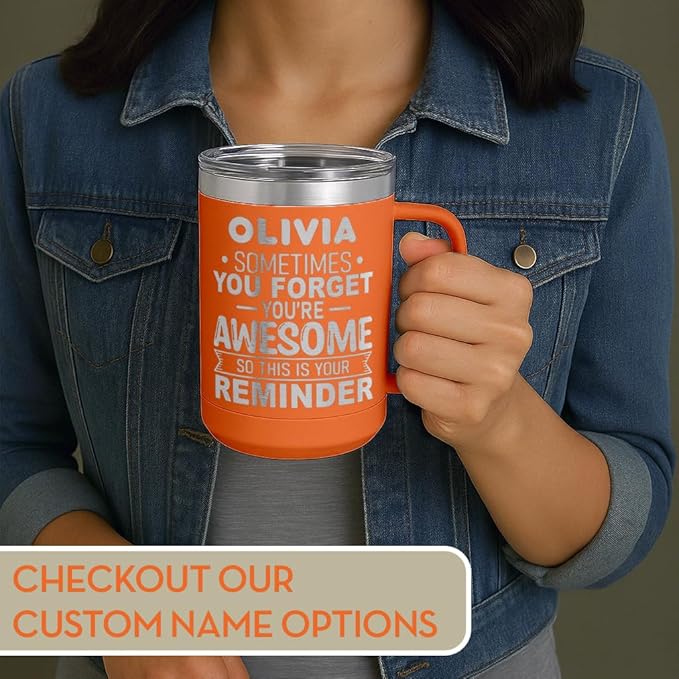 Spotted Dog Company Inspirational Travel Coffee Mug, Inspirational Gifts for Men Dad Father Wife Sister Women, Birthday For Him Her, You?셱e Awesome Tumbler, Teacher Coworker Gifts 15oz Orange