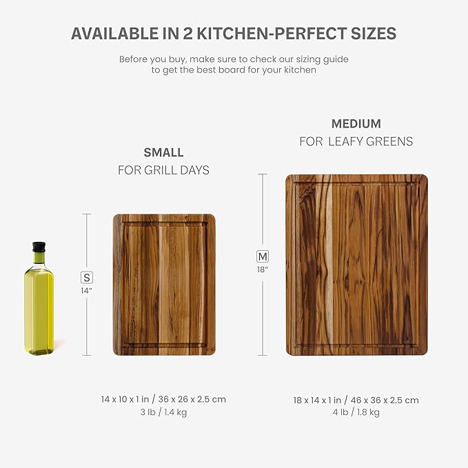 Teakhaus Cutting Board - Medium (M) Wood Cutting Board with Juice Groove (18?쒵 x 14?쓂) Holiday Gift Ideas for Men and Women - Gift-Ready, Thin, Lightweight, Reversible, Knife Friendly - FSC Certified