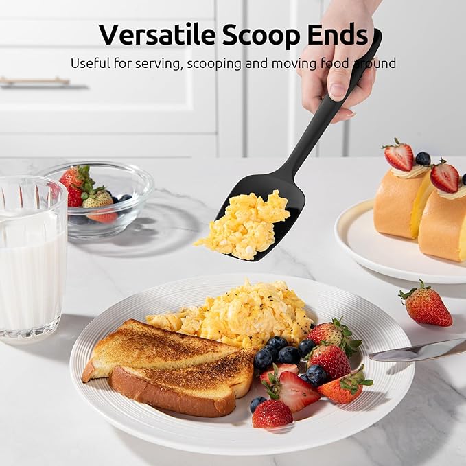 U-Taste 600쨘F Heat Resistant Silicone Spatulas: Flexible Food-Grade Silicon Baking Scraper, Kitchen Cooking Mixing Utensils with Upgraded Sturdy Handle Tip for Nonstick Cookware (4-Pc., Black)