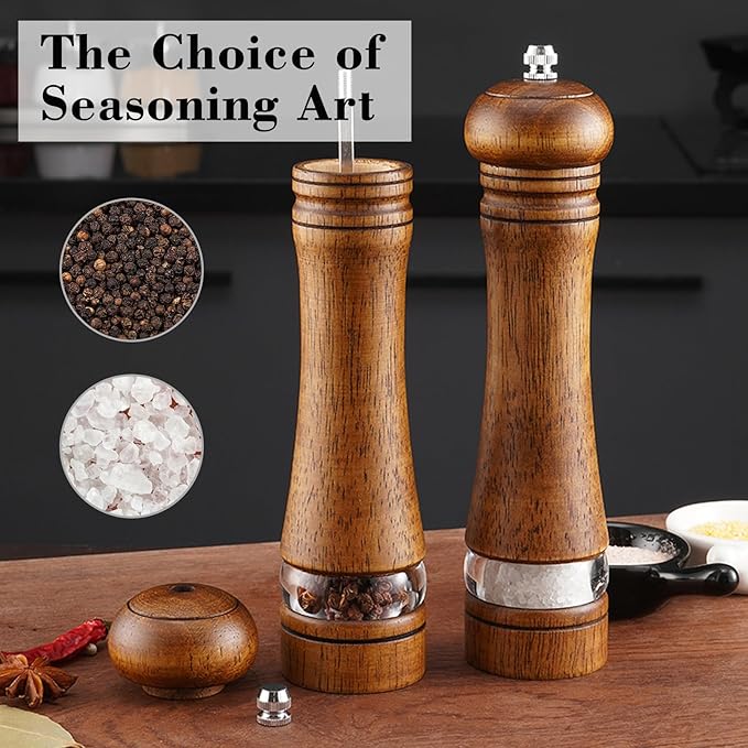 2Pcs Salt and Pepper Grinder, with Acrylic Visible Window Ceramic Grinding Manual Grinder