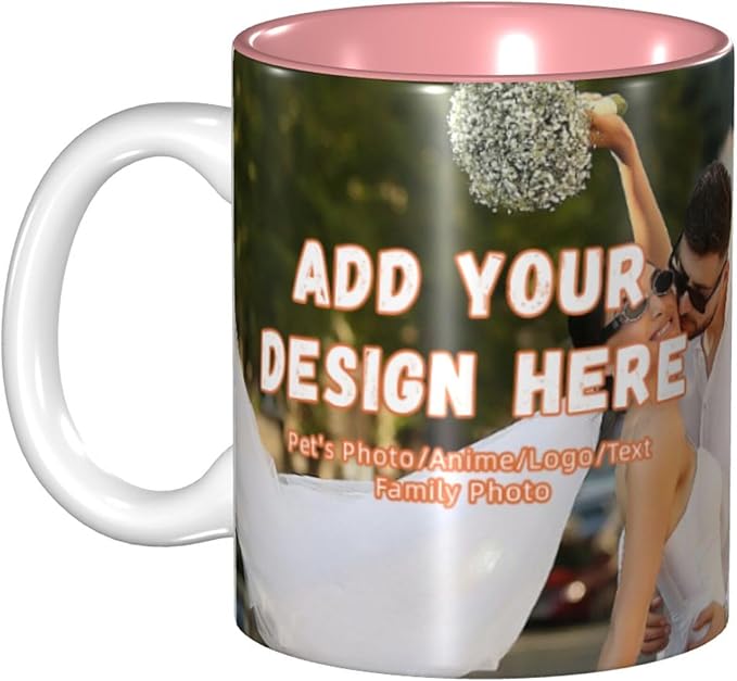 Custom Color Mugs with Partial or Full-Size Printing Customizable Photos and Text Coffee Mugs Creative Multicolor Designs Image (Full-Width, Pink)