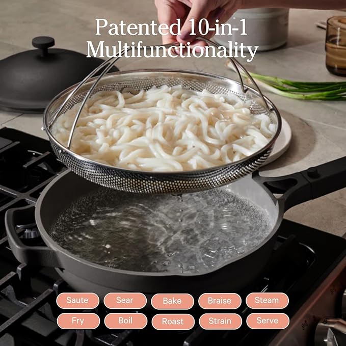 Our Place Always Pan 2.0 | 10.5" Ceramic Pan with Modular Lid, Steamer Basket & Spatula | Patented 10-in-1 Nonstick, Non-Toxic Cookware Made Without PFAS | Induction & Oven-Safe up to 450째F | Char