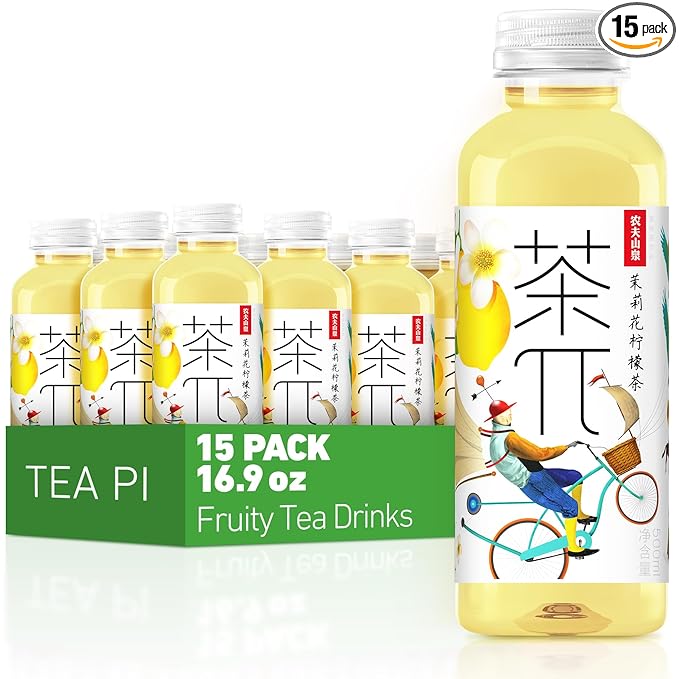 Tea PI Iced Tea ?밓asmine Green Tea, Lemon Sweet Iced Fruit Tea Bottles, Real Juice, -16.9 fl oz, 500mL, 15 Pack