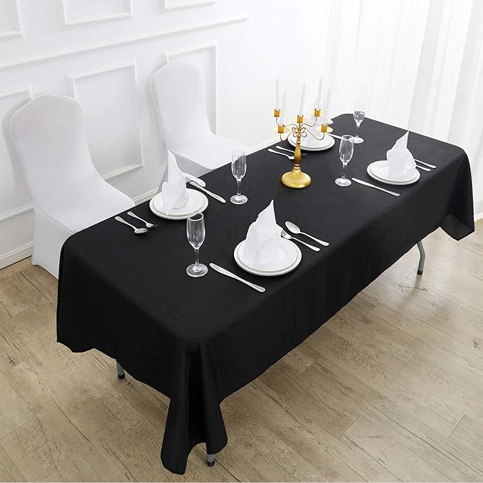 Cupuamon Rectangle Tablecloth 60x102 inch Washable Polyester Fabric Table Cloth for Wedding Party Dining Banquet Decoration（60x102, Black）