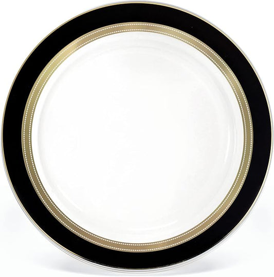 " OCCASIONS " 40 Piece Chargers pack Wedding Party 12'' Disposable Plastic Charger Plates/Chargers (Ritz Black & Gold)