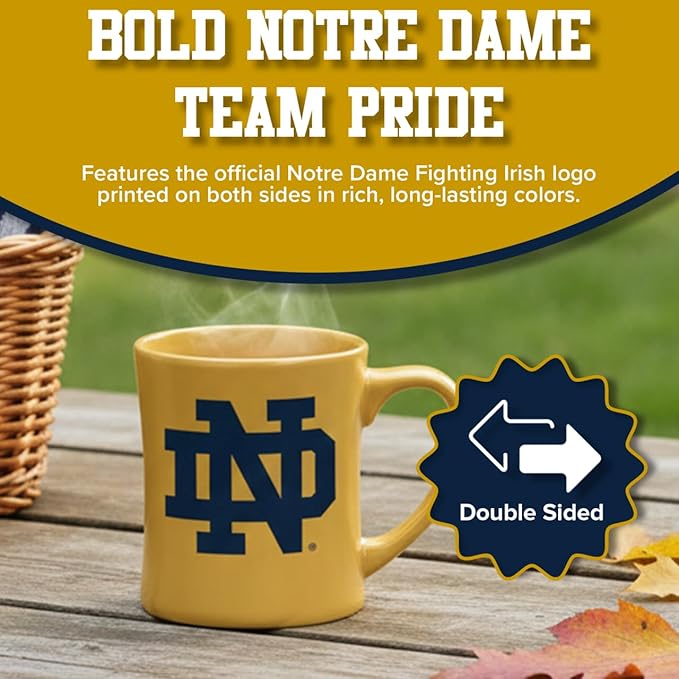 Notre Dame Fighting Irish Ceramic 16oz Sculpted Mug ??Official Team Logo Coffee Cup ??Handwash Recommended ??Individually Boxed