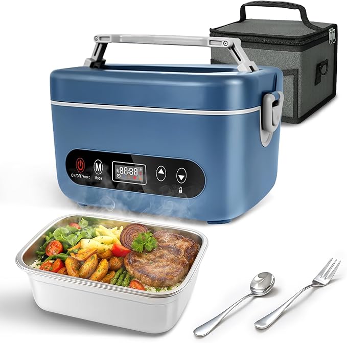 VYRALOFT Cordless Electric Lunch Box,24000mAh Battery Powered Self Heating Lunch Box,1.2L Portable Food Warmer With Removable Divider,Insulated Bag & Utensils,For Office & Outdoor Use