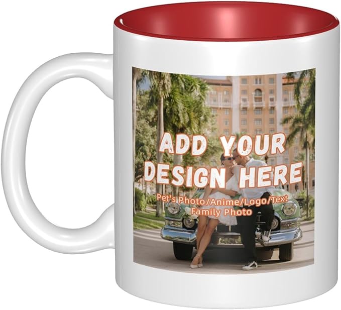 Custom Color Mugs with Partial or Full-Size Printing Customizable Photos and Text Coffee Mugs Creative Multicolor Designs Image (Partial, Red)