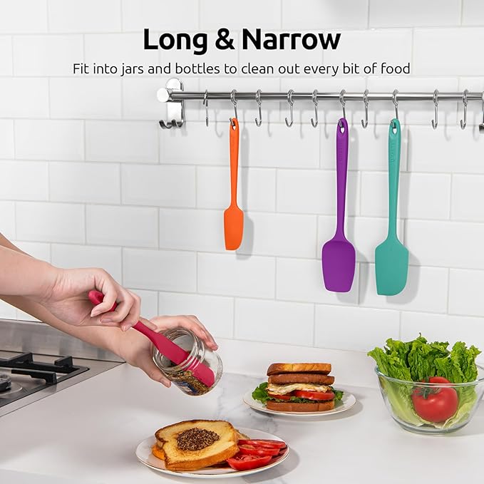 U-Taste Heat Resistant Silicone Spatula - 600쨘F Hot-Proof Food Grade Kitchen Baking Bowl Scraper, Flexible and Sturdy Rubber Cooking Utensil for Mixing Scraping in NonStick Cookware (4 Pcs, Colorful)