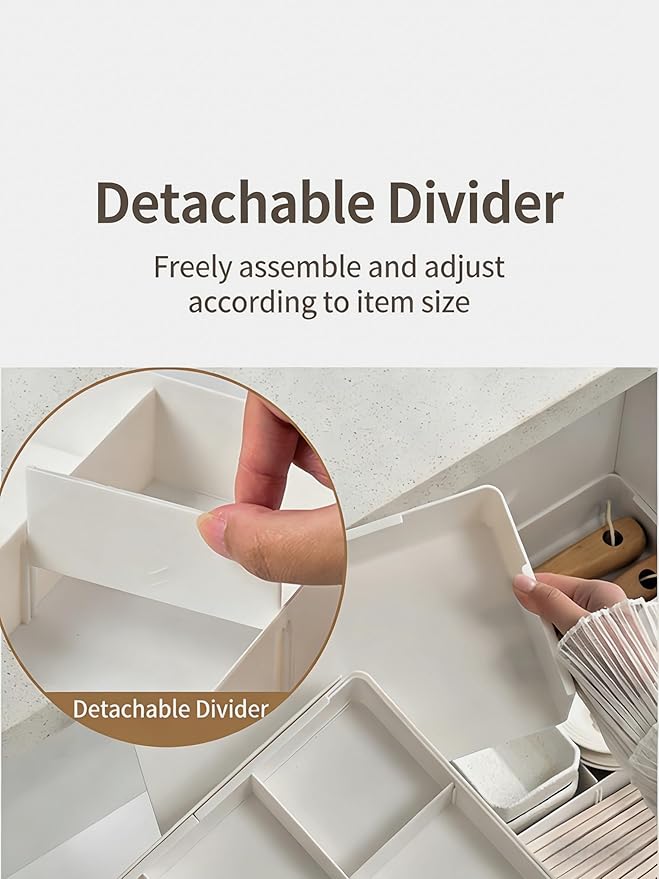 9 Compartment Expandable Drawer Organizer - Removable Drawer Divider with 10.43" Depth and 10.43" - 20.27" Length for Desk, Closet or Kitchen