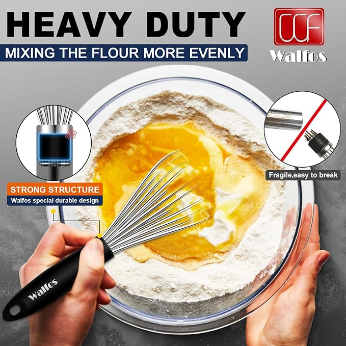 Stainless Steel Wire Whisk Set - 3 Packs Balloon Whisk, Thick Wire Wisk 竊?Strong Handles, Egg Frother for Cooking, Blending, Whisking, Beating and Stirring (7"+9"+11")